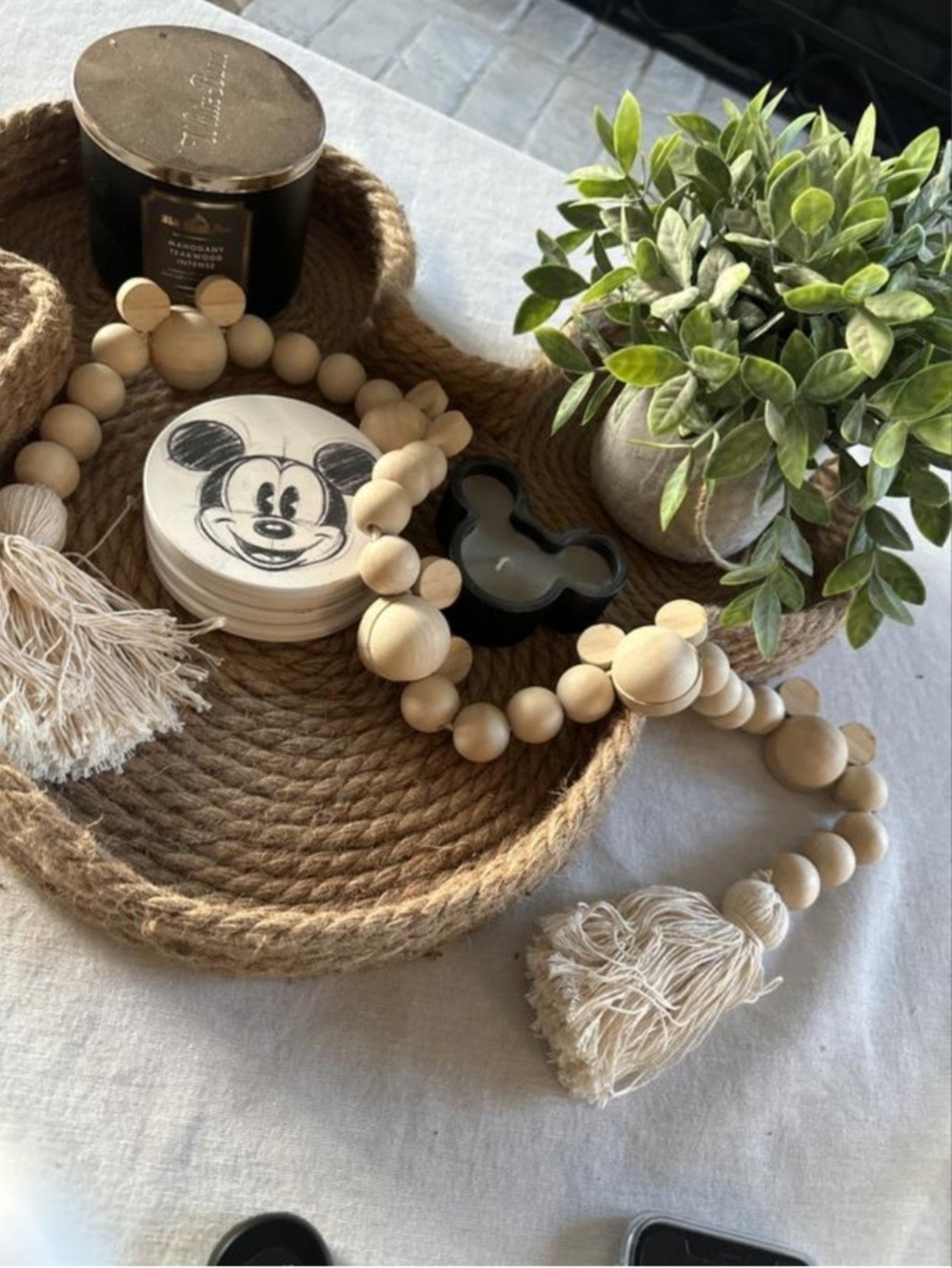 Disney Mickey Mouse Fir Wood Bead Garland with Tassels
